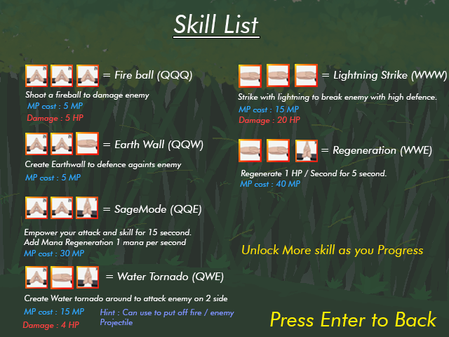 Skill list